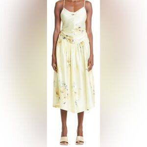 Rebecca Taylor Floral Yellow Silk Dress
